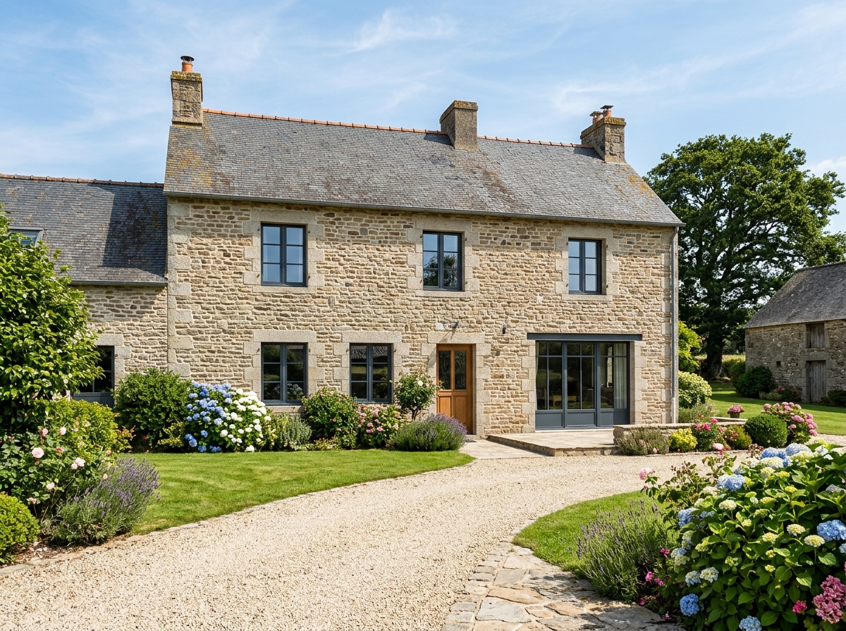 Maison bretonne avec de belles menuiseries sur le secteur du Mené